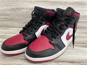 Nike air jordan 1 retro mid top bred toe black noble red white